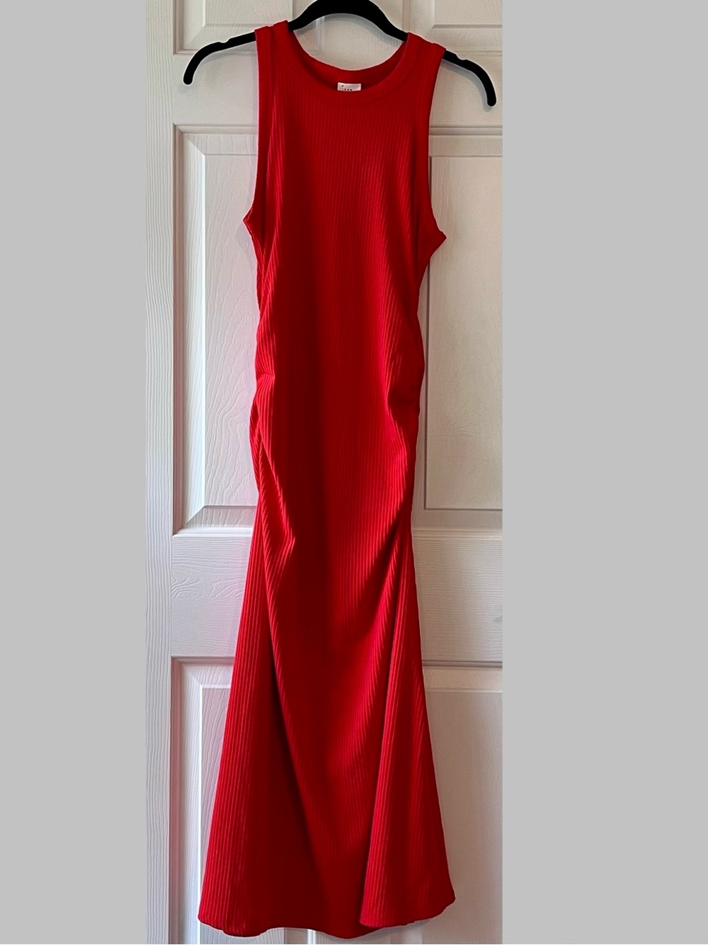 A New Day Bright Red Ribbed Sleeveless Maxi Dress